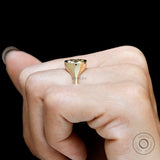 Elegant bezel set champagne moissanite ring yellow gold