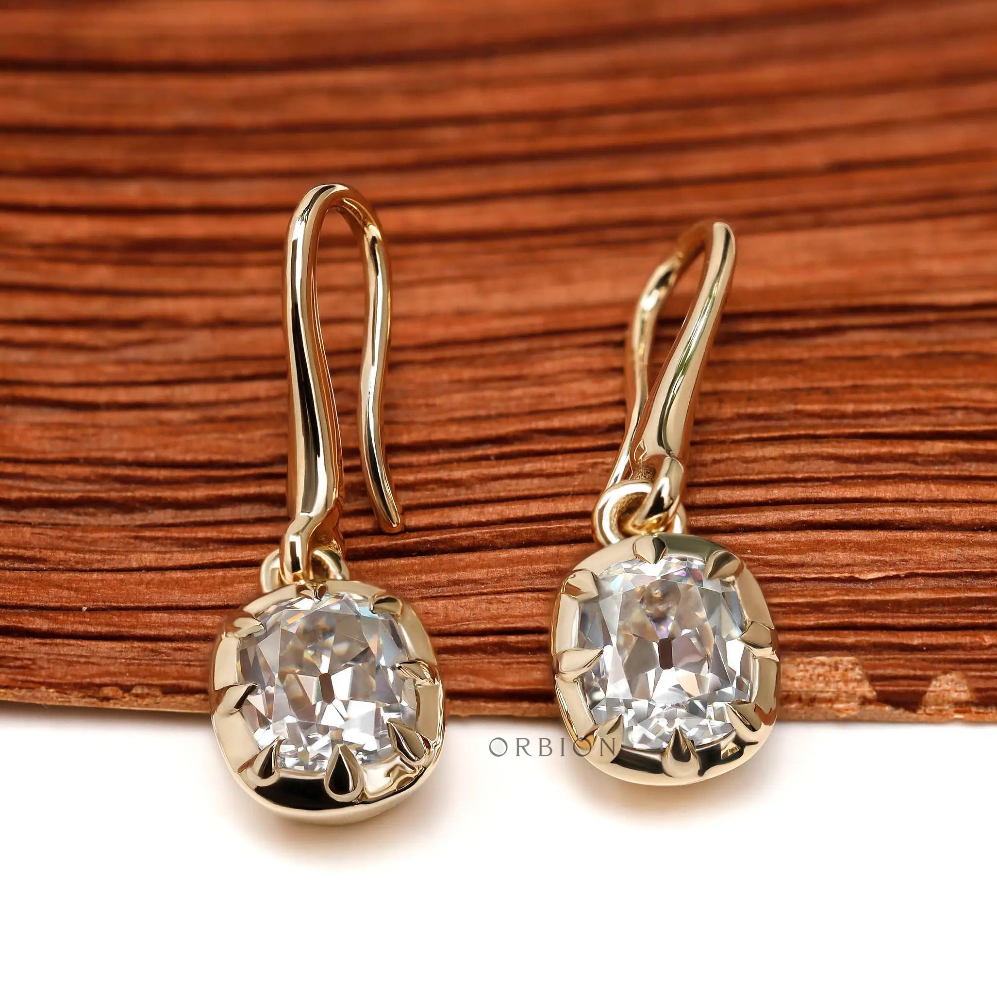 Heirloom style elongated cushion drop earrings