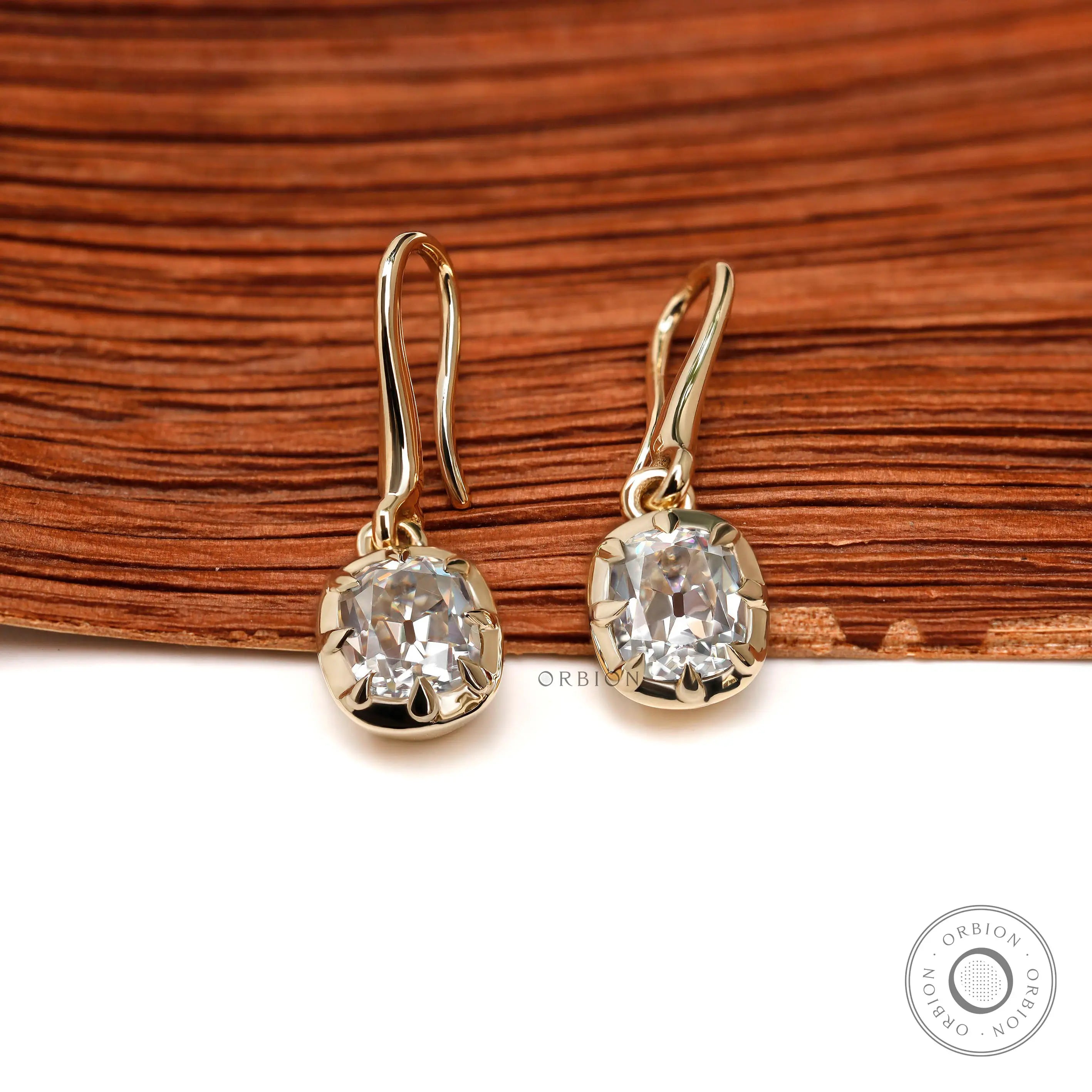 Heirloom style elongated cushion drop earrings