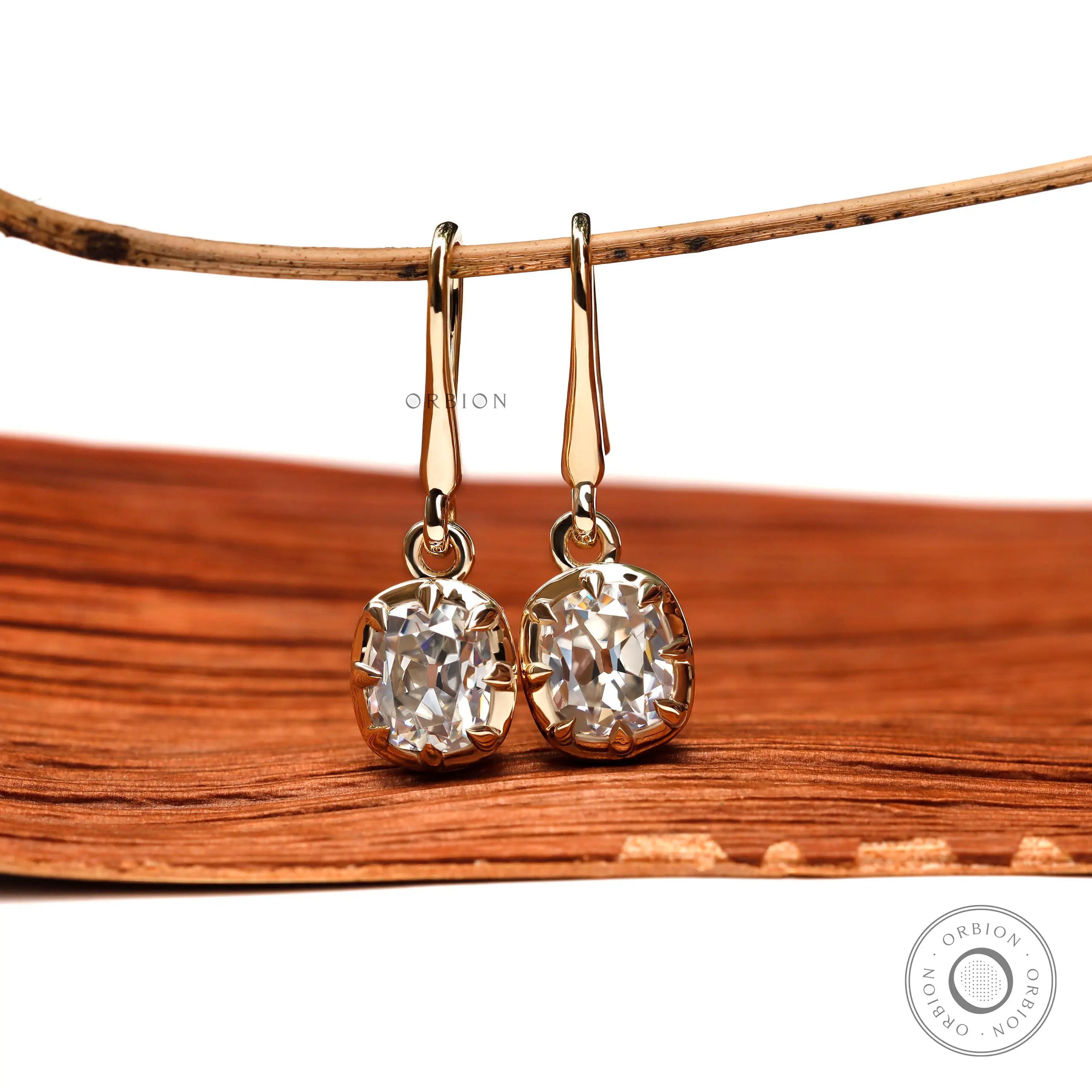 Vintage style moissanite drop earrings with ear wire hook