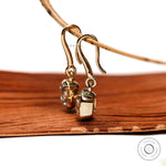 Glossy 10k gold ear wire cushion dangle earrings