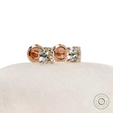 5 mm old mine cut diamond studs rose gold setting