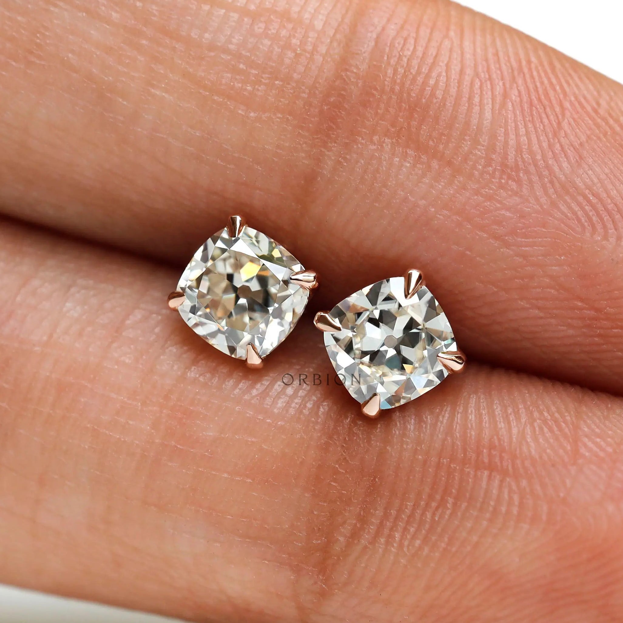 Screw back rose gold diamond stud earrings