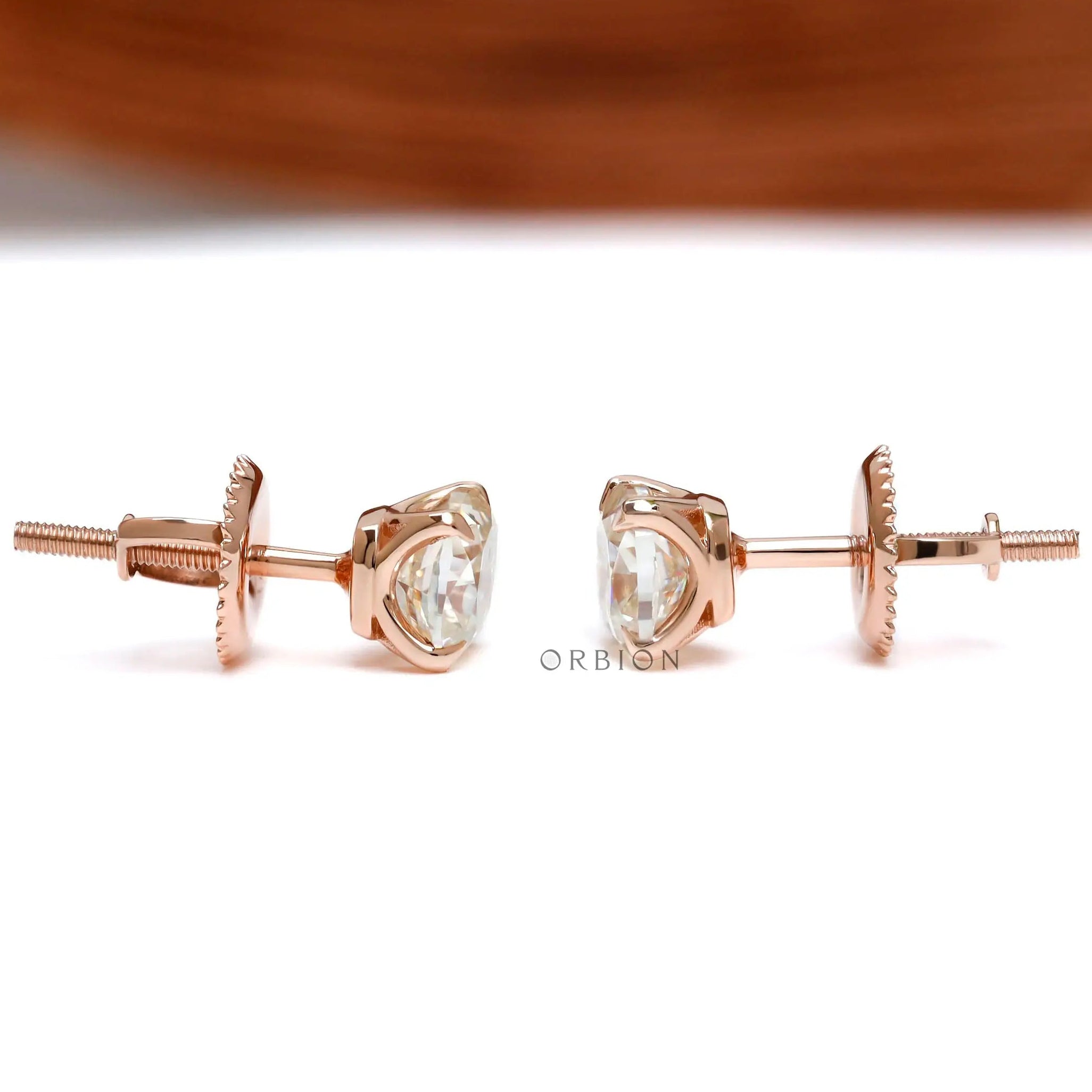 14k rose gold vintage diamond stud earrings 