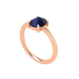 Side profile of rose gold oval blue moissanite engagement ring