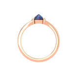 Minimalist 10K rose gold solitaire with deep blue center stone