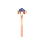 Vintage inspired oval rose cut deep blue moissanite engagement ring