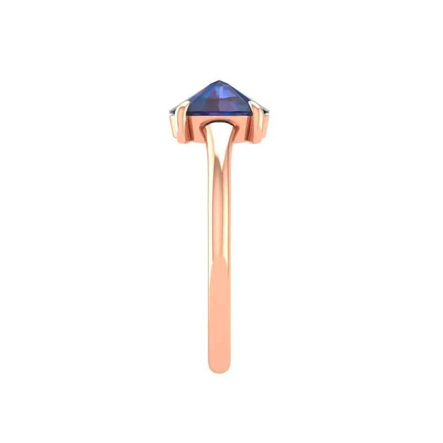 Vintage inspired oval rose cut deep blue moissanite engagement ring