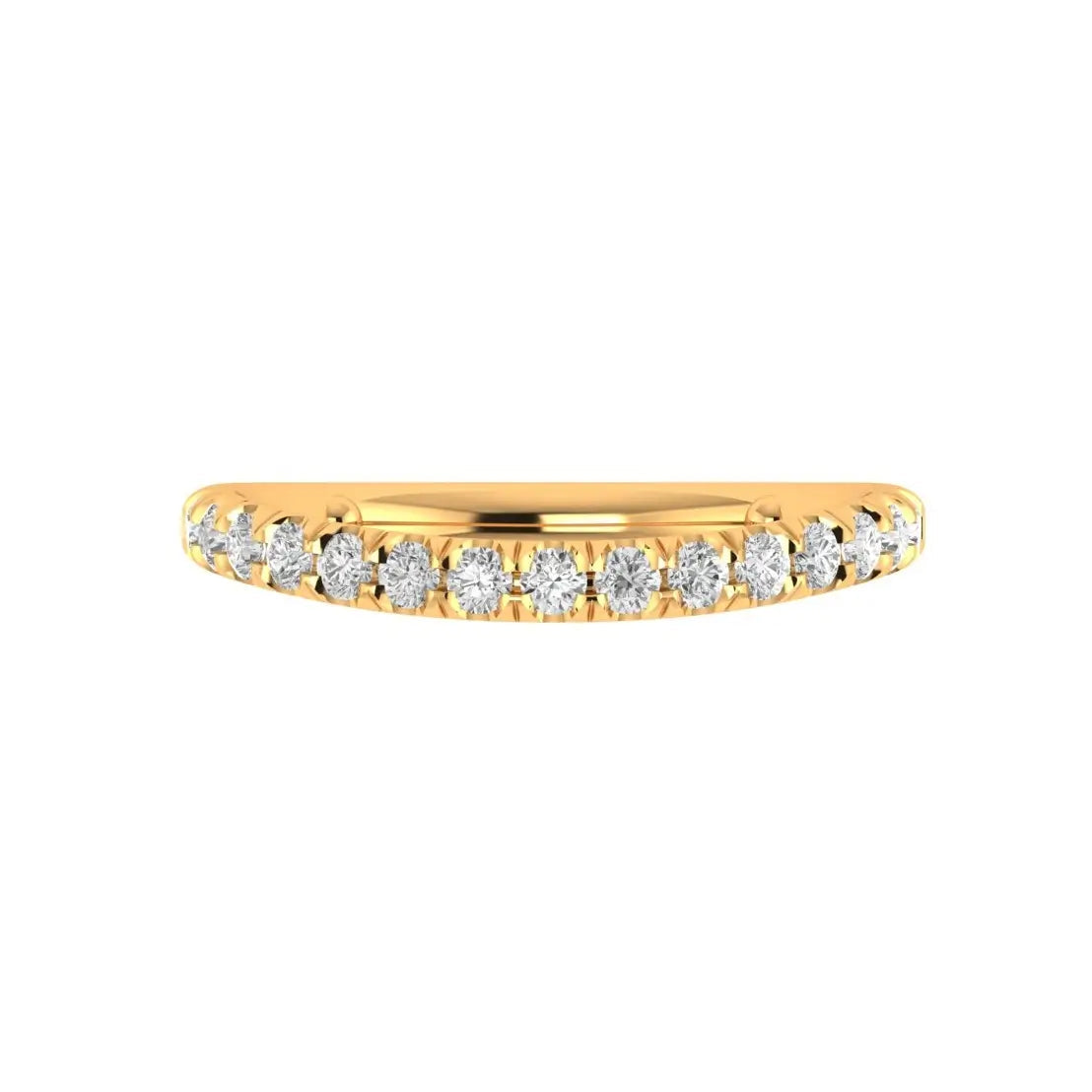 Half eternity lab diamond curved nesting band in 14K yellow gold front view