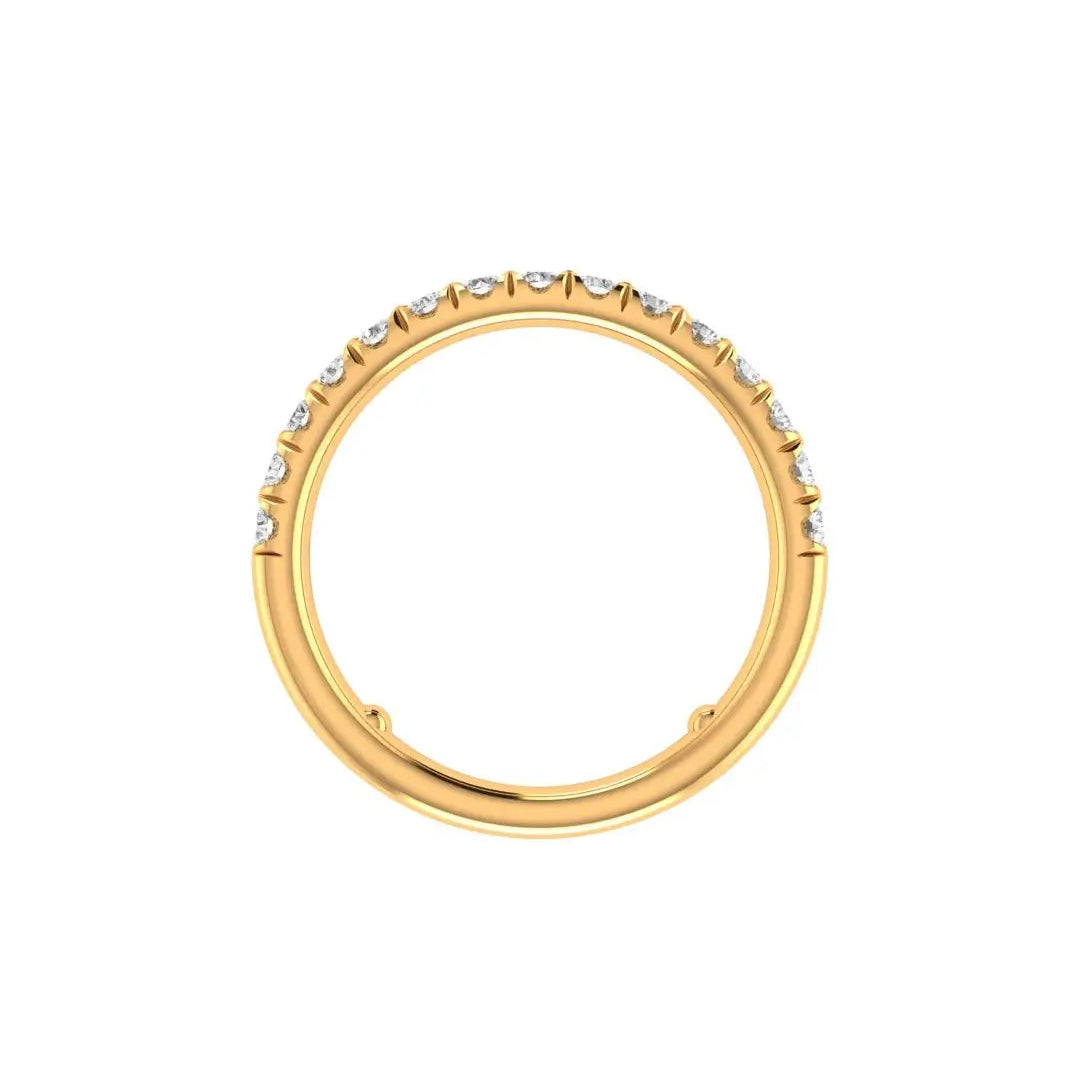 14K yellow gold half eternity nesting ring angled view
