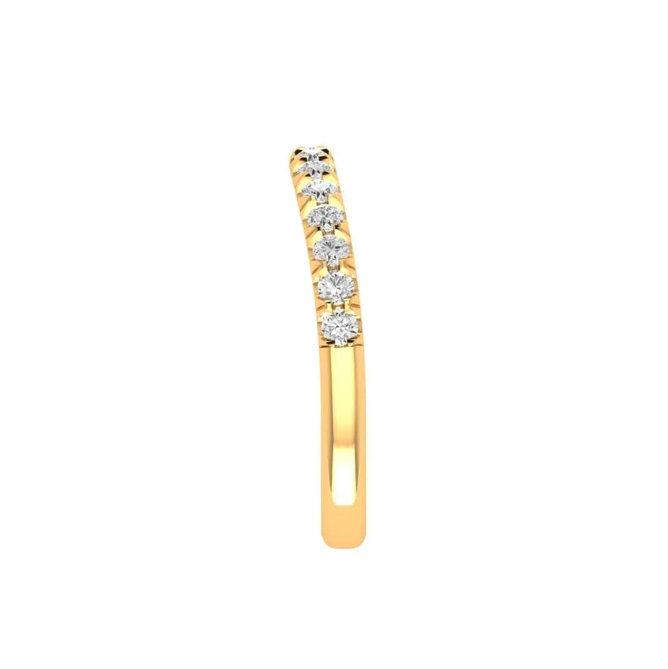 Minimalist contour stackable diamond ring in yellow gold