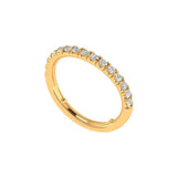 Chevron contour stackable wedding band with round brilliant diamonds