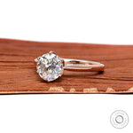 Vintage style moissanite round ring 14K rose gold glossy finish