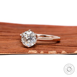 Vintage style moissanite round ring 14K rose gold glossy finish