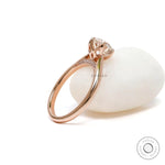 Cathedral engagement ring with hidden bridge detail side profile