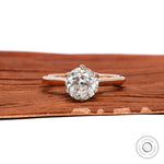 Tulip prong setting with accented bridge vintage inspired engagement ring