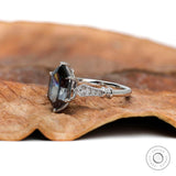 Art Deco milgrain moissanite ring with lab diamond accents