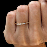 Round moissanite distance stacking band yellow gold