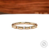 2 mm lab diamond stacking band with round brilliant stones close up