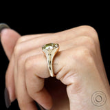 Cushion champagne thick band engagement ring