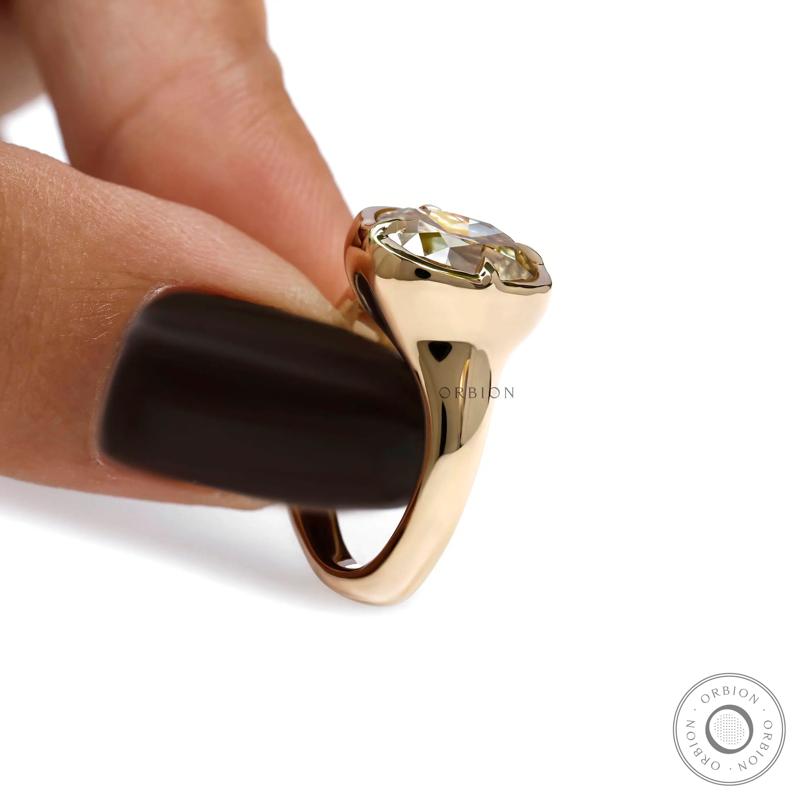 Champagne moissanite solitaire ring modern vintage style