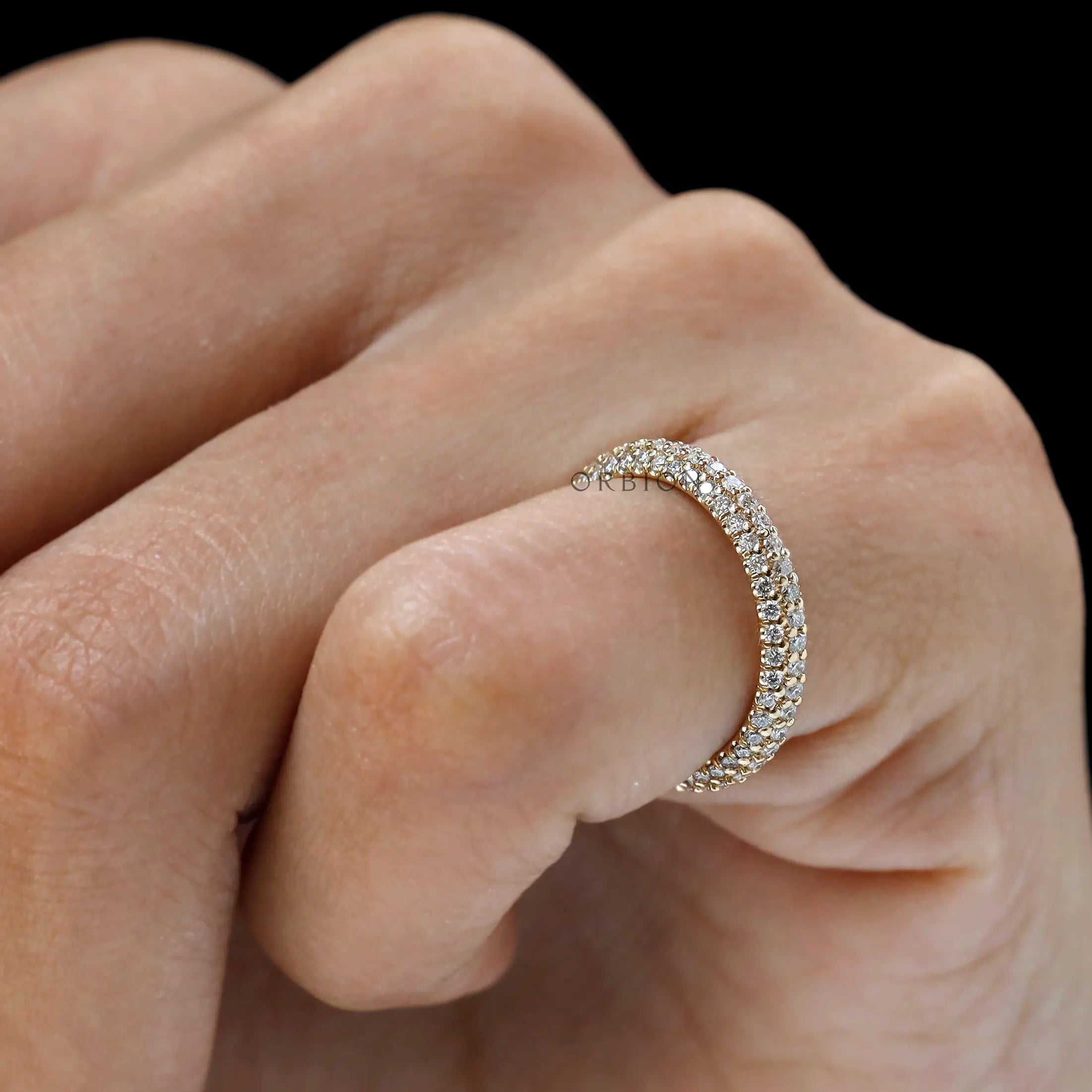 Full eternity diamond wedding band detailed setting