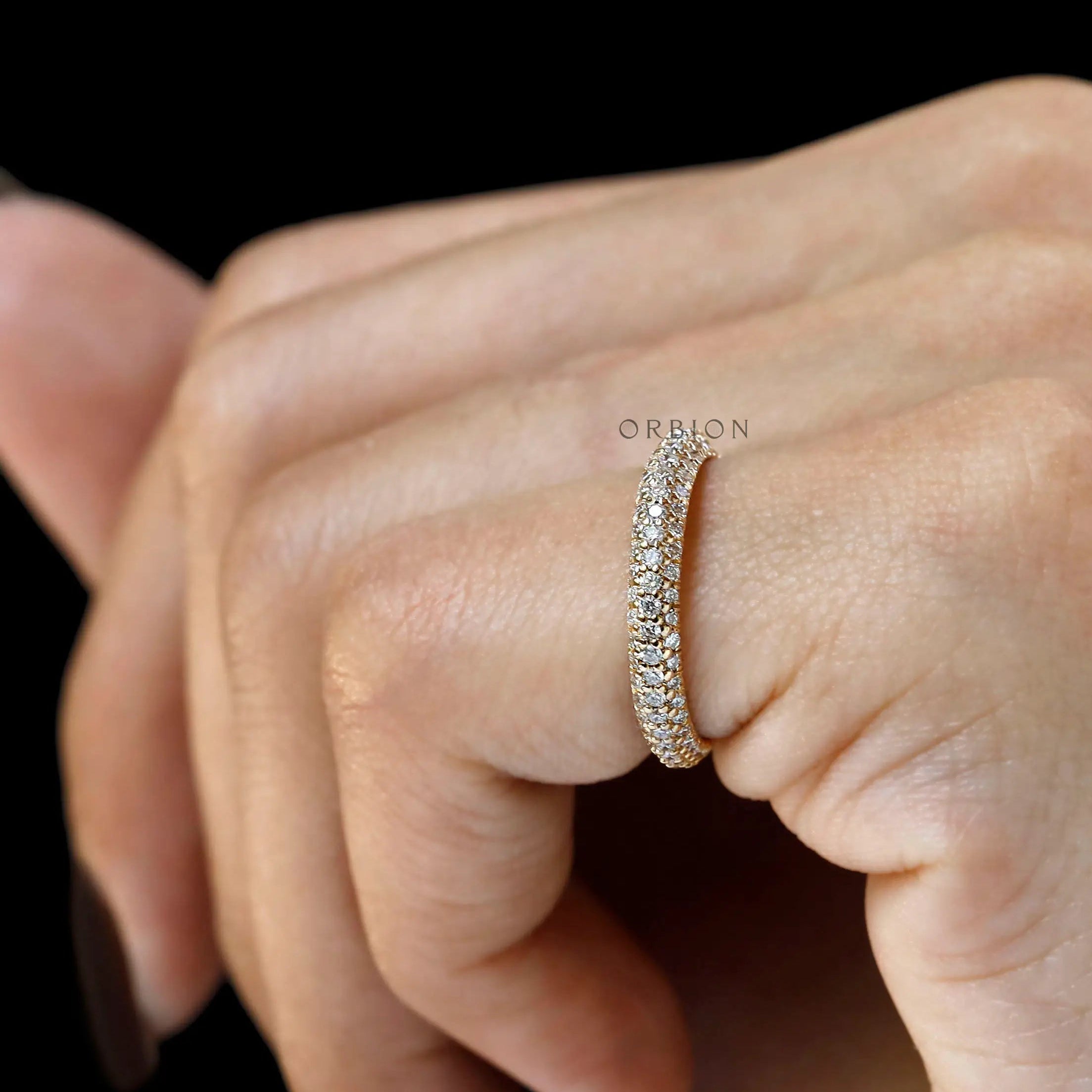 Glossy finish yellow gold eternity stacking ring