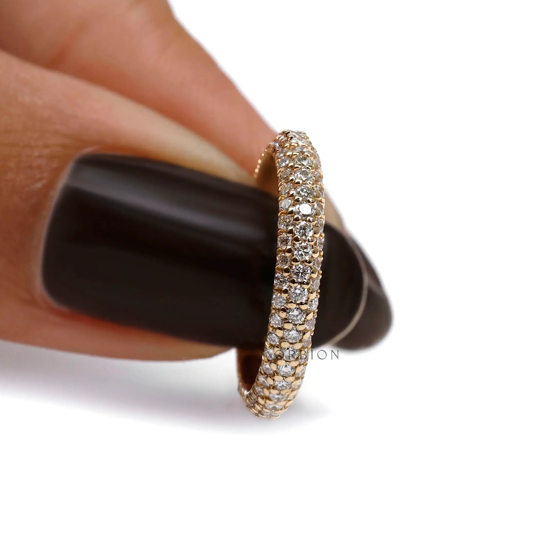 Micro set diamond wedding band 3mm width