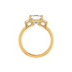 14K yellow gold Asscher ring with step cut trapezoids