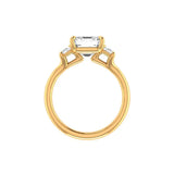 14K yellow gold Asscher ring with step cut trapezoids