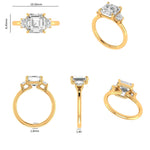 Asscher moissanite ring with trapezoid accents