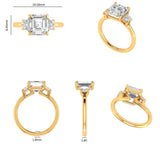 Asscher moissanite ring with trapezoid accents