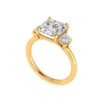 Asscher step cut center stone with trapezoid side stones 
