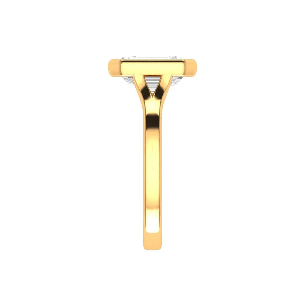 Cathedral setting bezel diamond ring 14K gold