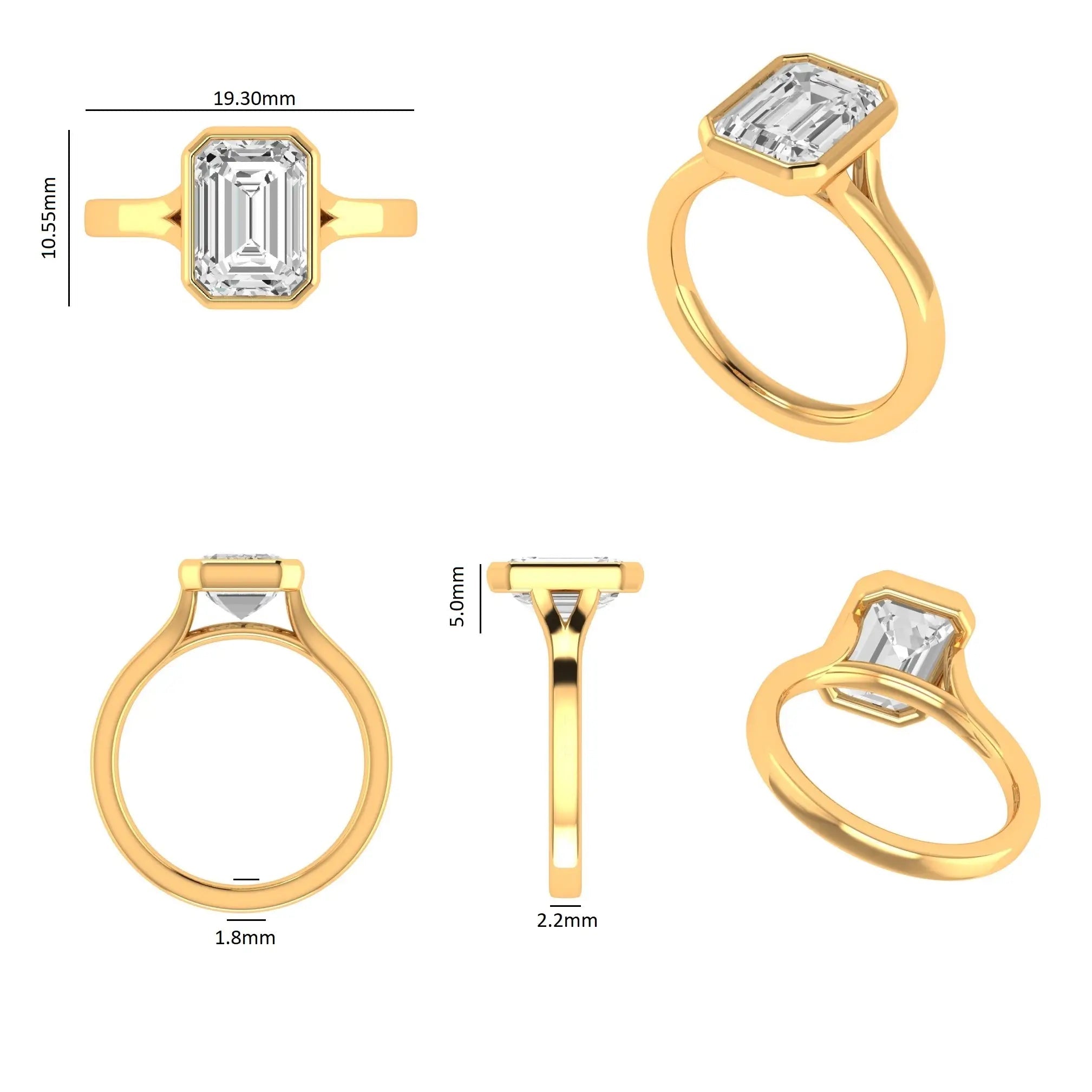 14K yellow gold engagement ring glossy finish detail