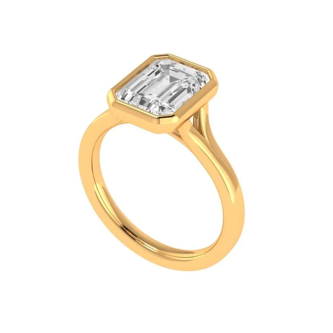 Step cut lab diamond cathedral solitaire ring side profile