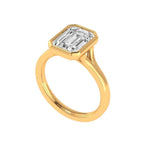 Step cut lab diamond cathedral solitaire ring side profile