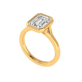 Step cut lab diamond cathedral solitaire ring side profile