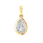 Antique old mine cut pear moissanite bezel pendant in 10K yellow gold front view