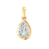 Antique old mine cut pear moissanite bezel pendant in 10K yellow gold front view