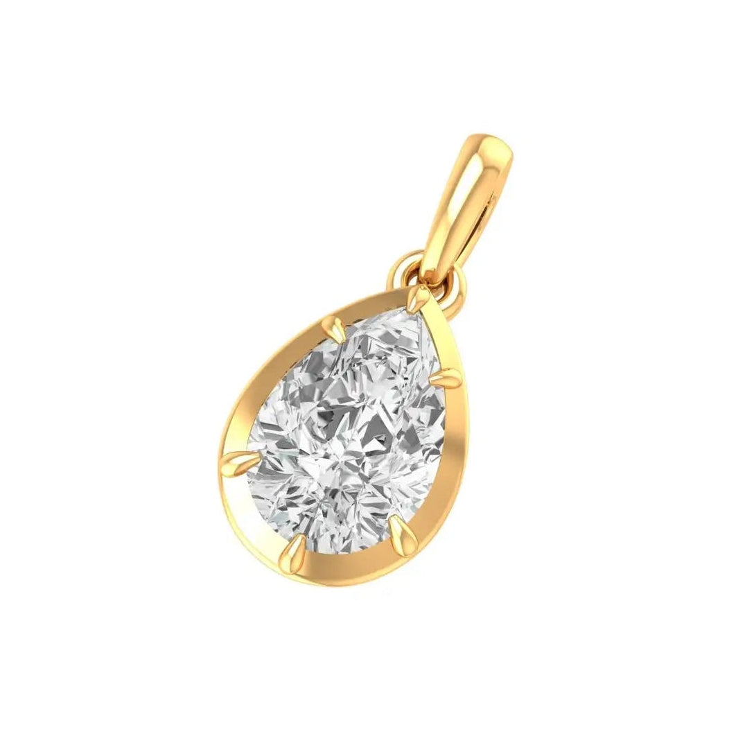 Georgian style pear lab diamond pendant side profile
