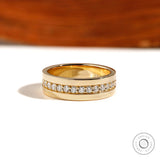 Single row lab diamond mens wedding ring glossy finish