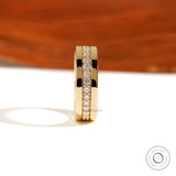 Mens Wedding Band Full Eternity 7 MM Wide Band, Single Row Lab Diamond/Moissanite Band For Him, Diamond Cigar Band Ring 18k Gold For Men