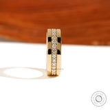 Bold mens eternity ring with polished gold edges