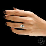 Unique moval moissanite engagement ring split shank design