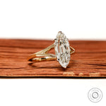 Moval moissanite engagement ring 14k two tone gold design