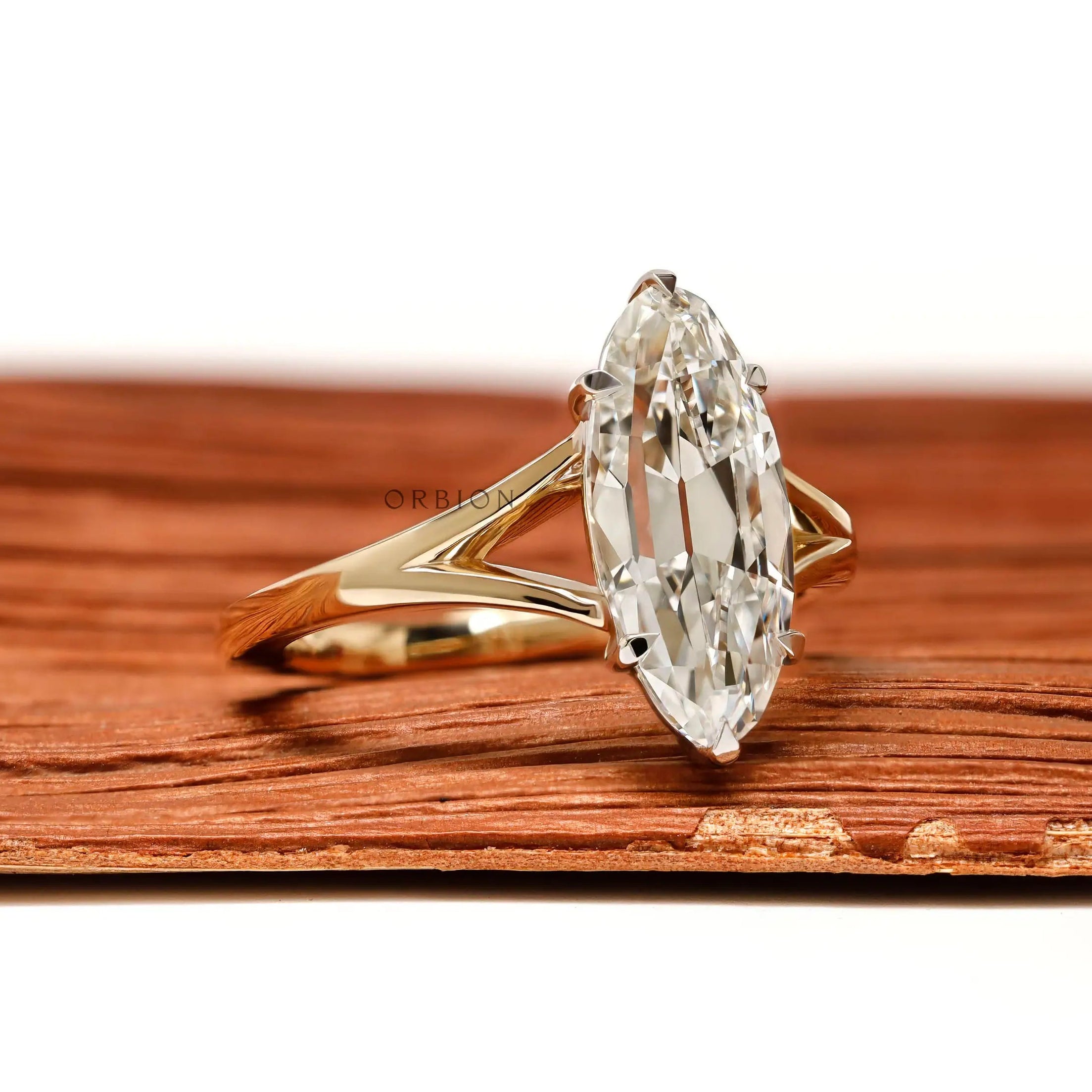 Moval moissanite engagement ring 14k two tone gold design
