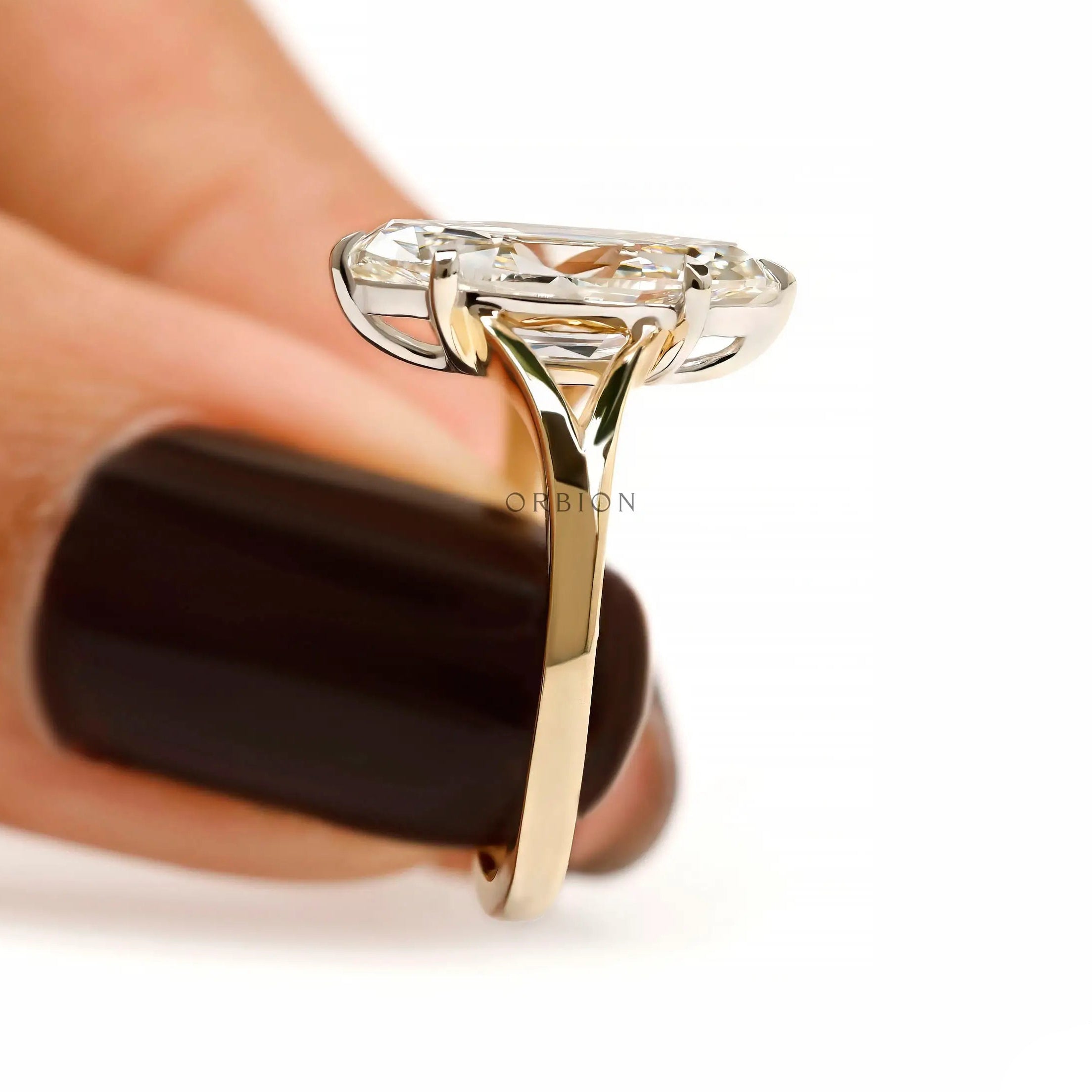 moval cut solitaire engagement ring euro shank profile