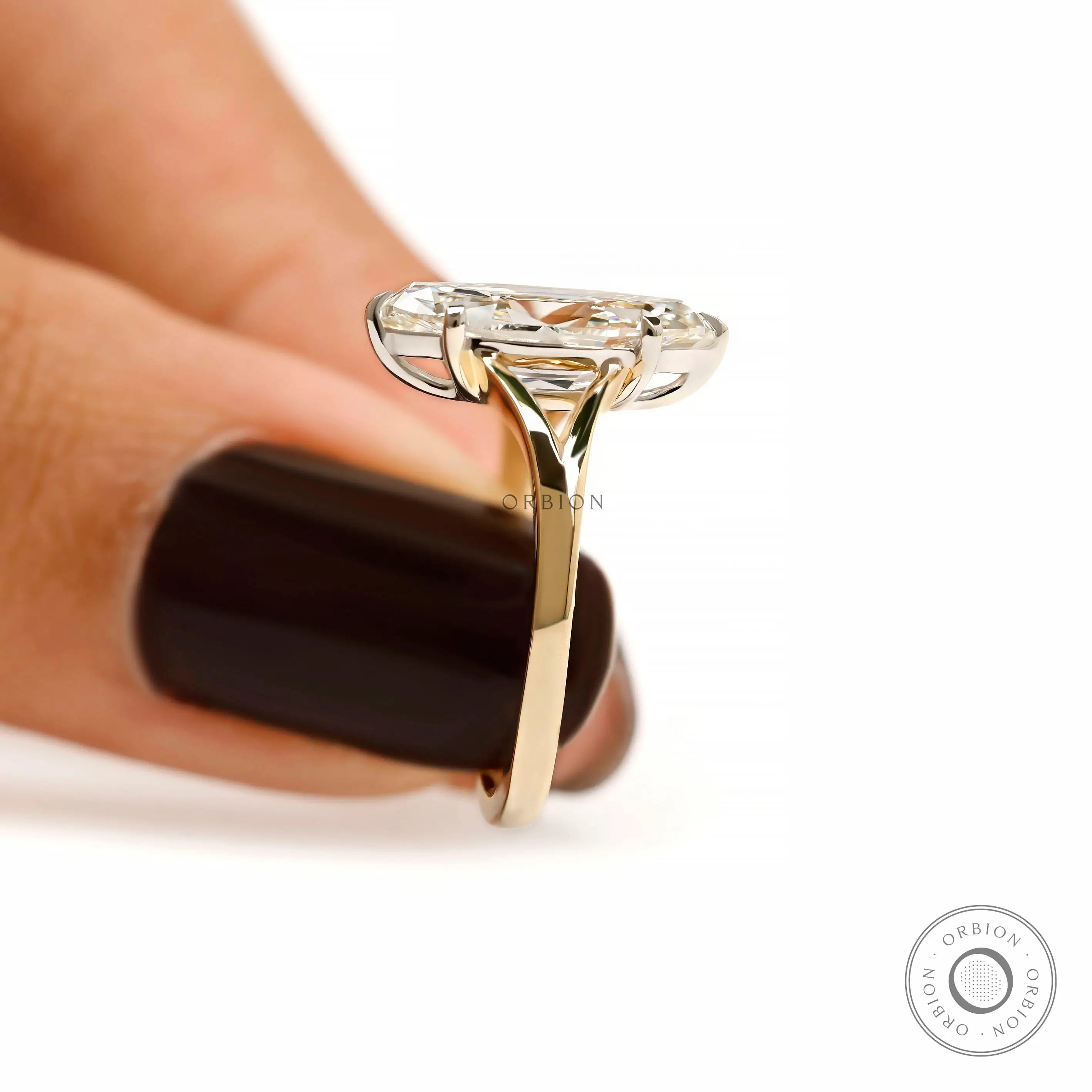 moval cut solitaire engagement ring euro shank profile