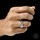 18k Gold mens band ring with mixed cut lab diamonds in modern design